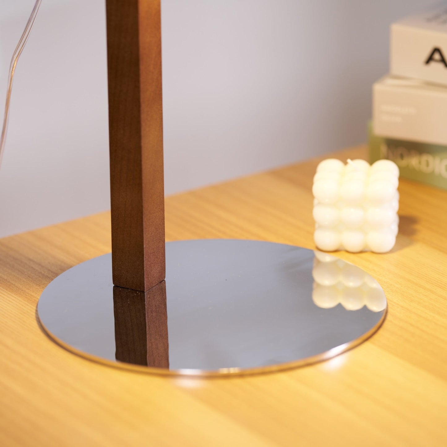 Dario Table Lamp | Wood & Chrome | Blue Shade