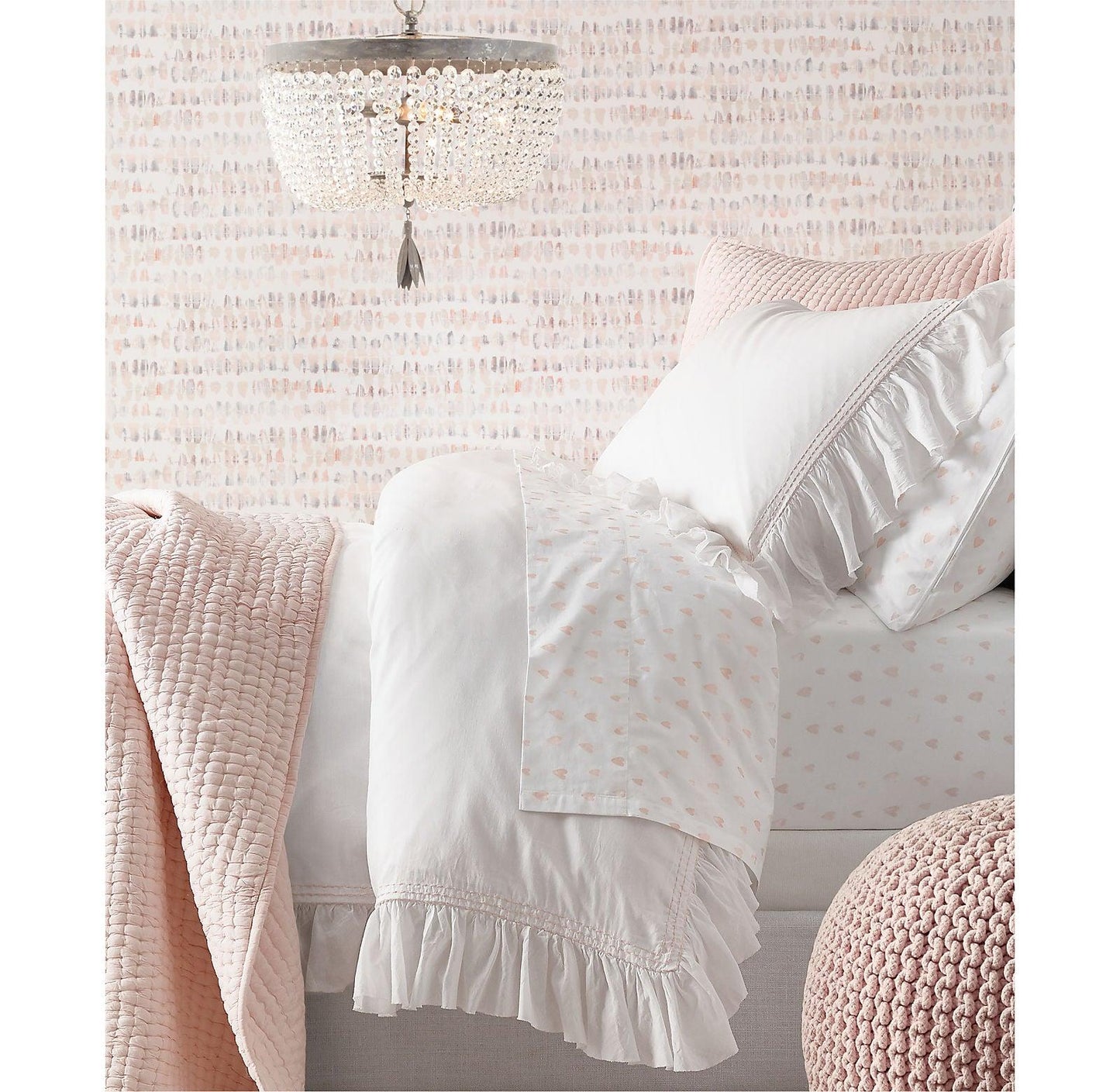 Dauphine Crystal Ceiling Light | Crystal Beads | Weathered Gray