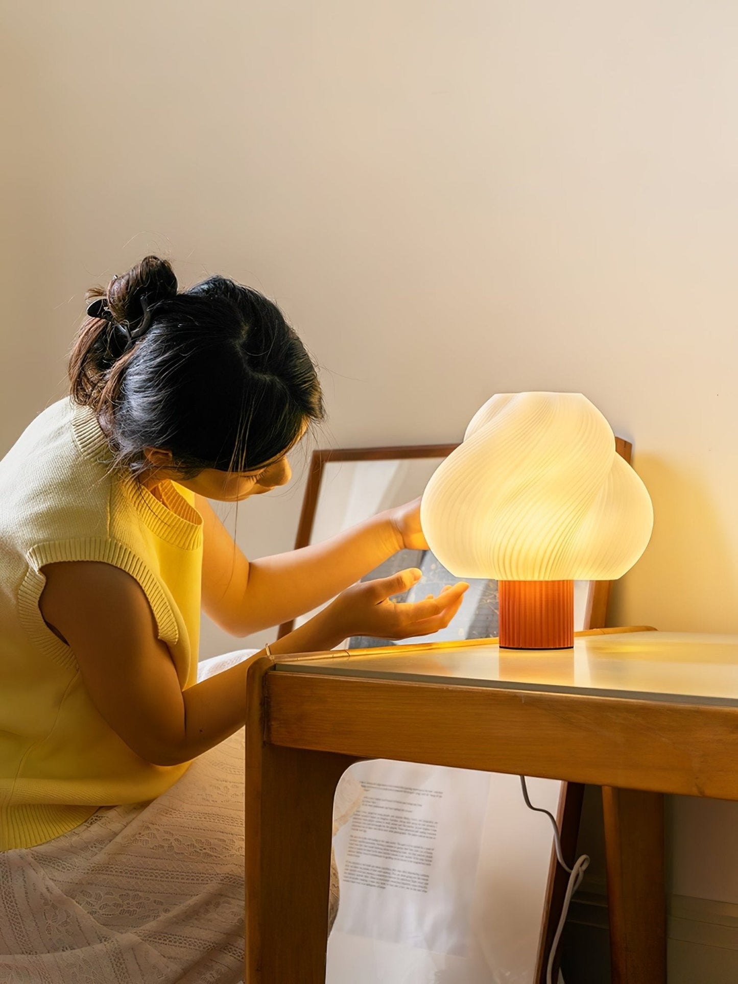 Whirl Pop Table Lamp | Frosted Swirl Shade | Pink, Red, Blue