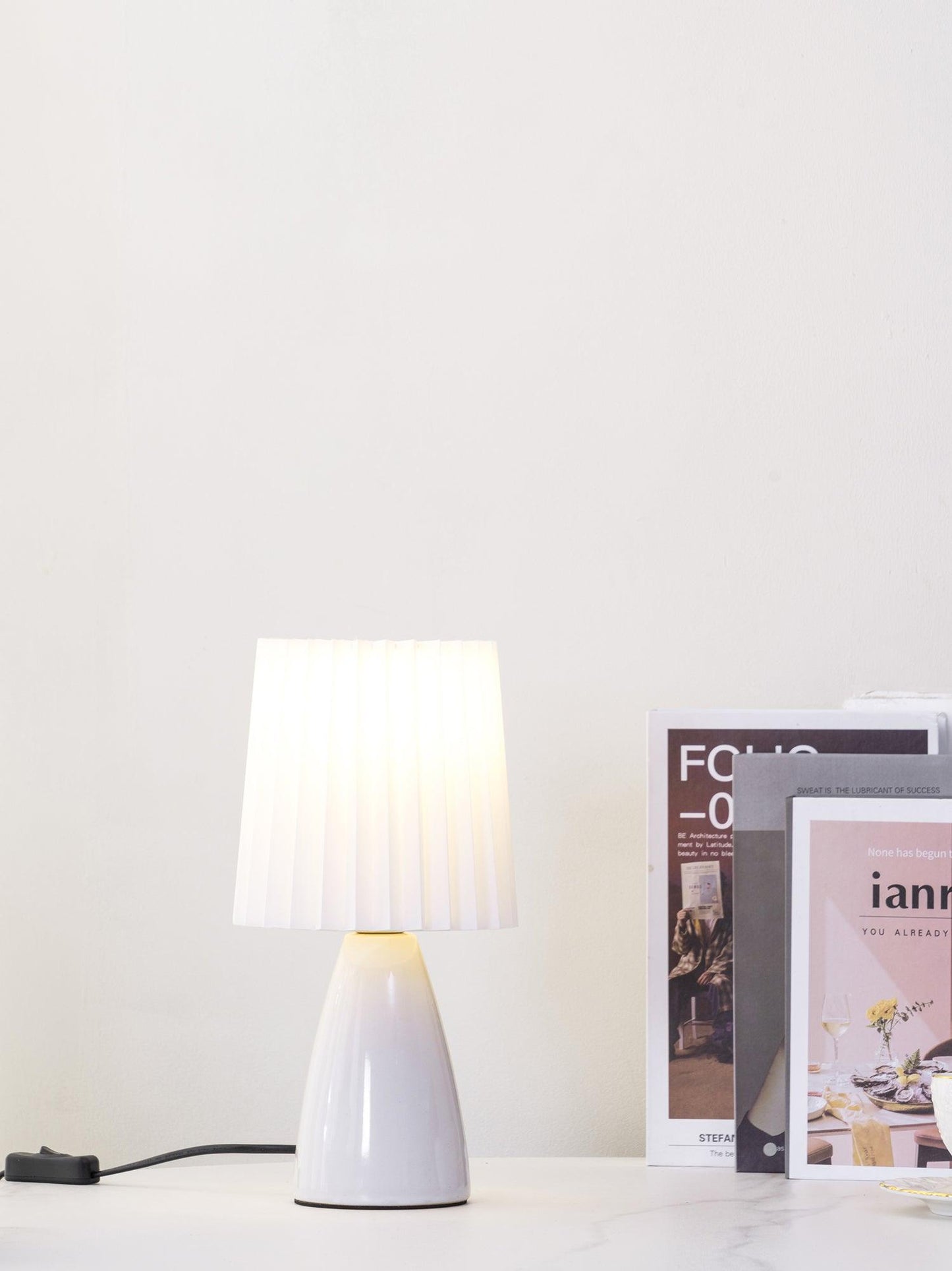 Delilah Table Lamp | Glass, Fabric | White