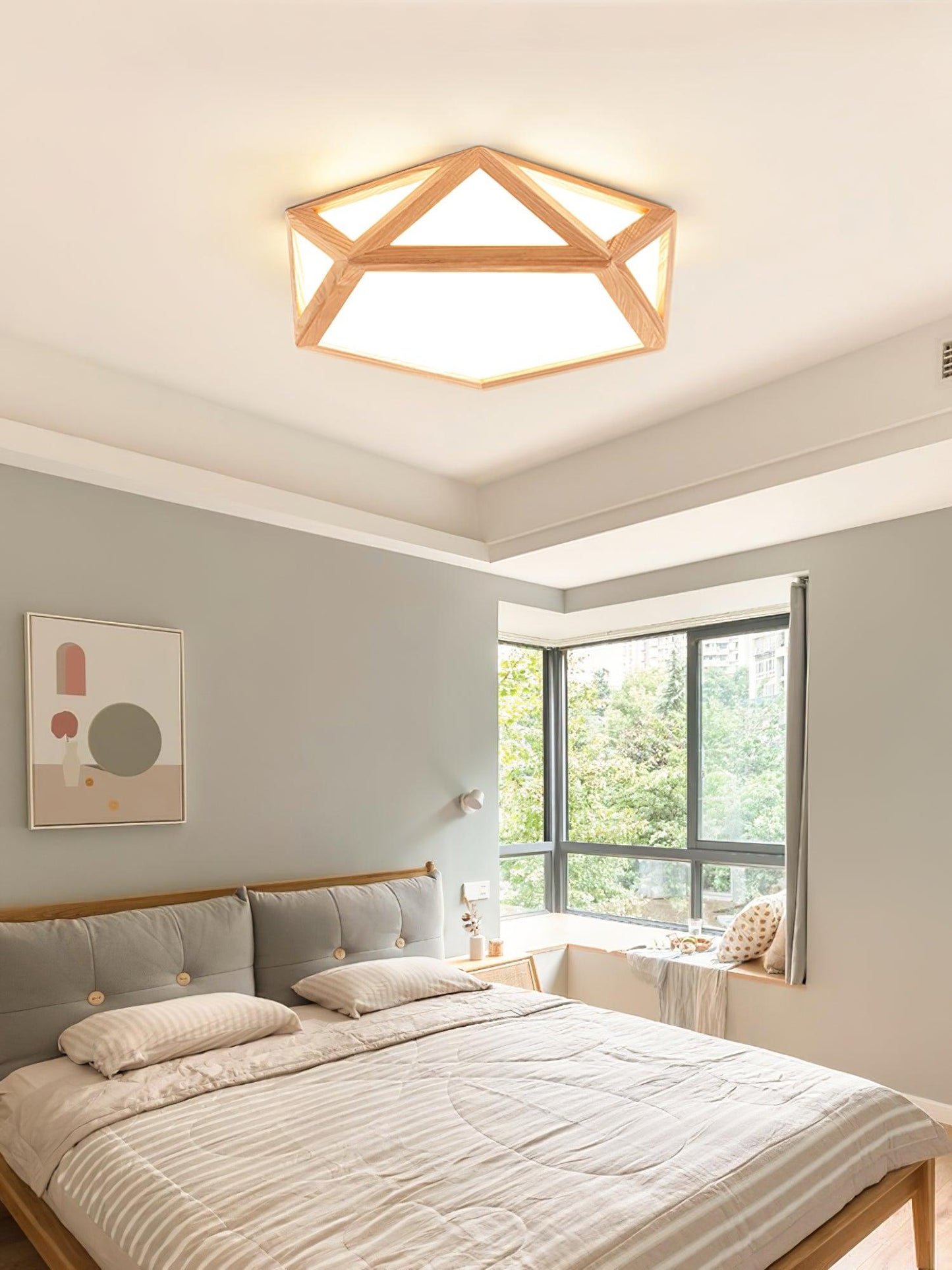 Diamond Ceiling Lamp | Wooden | Warm/Neutral/Cool Light