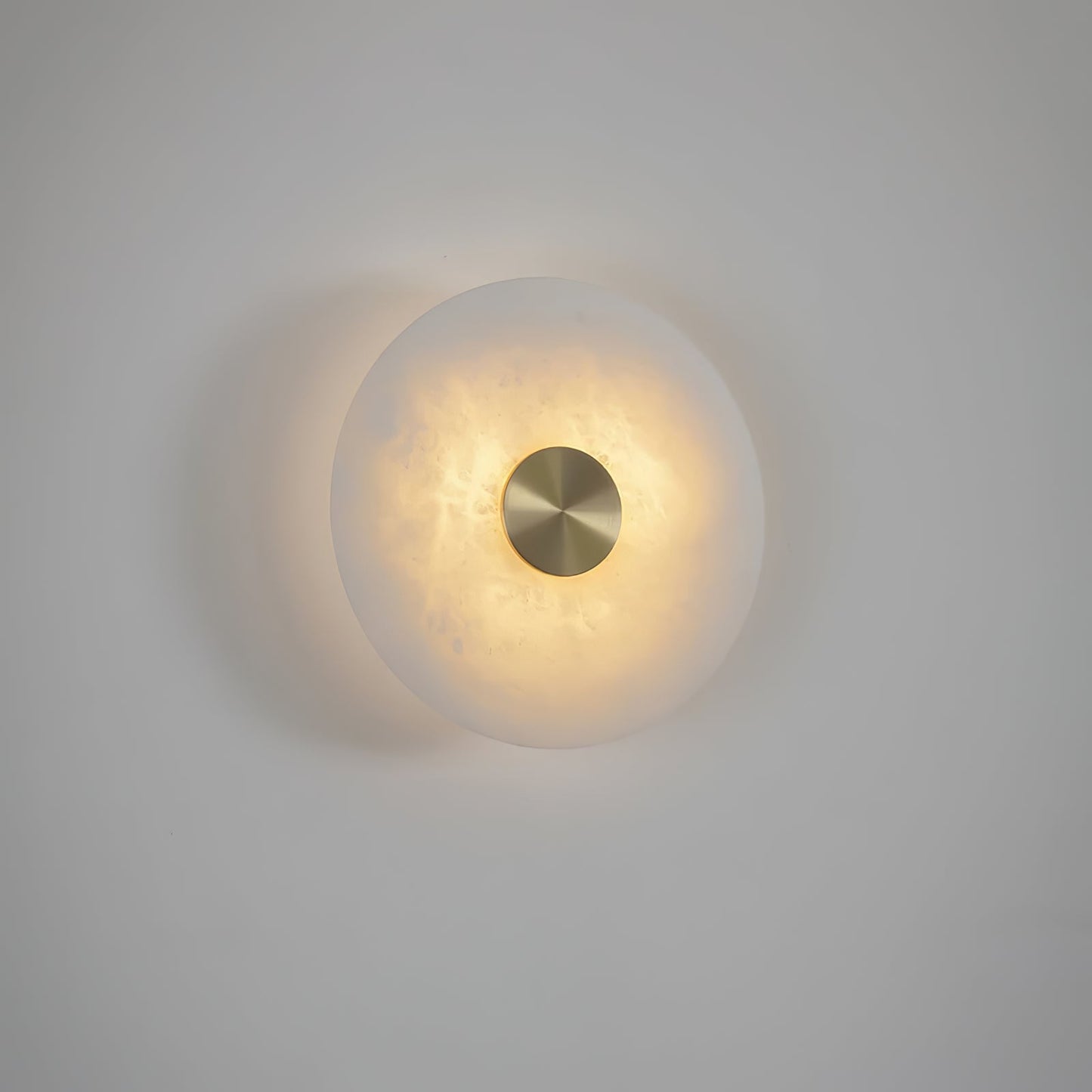 Disc Shaped Wall Light | Alabaster | Brass, White