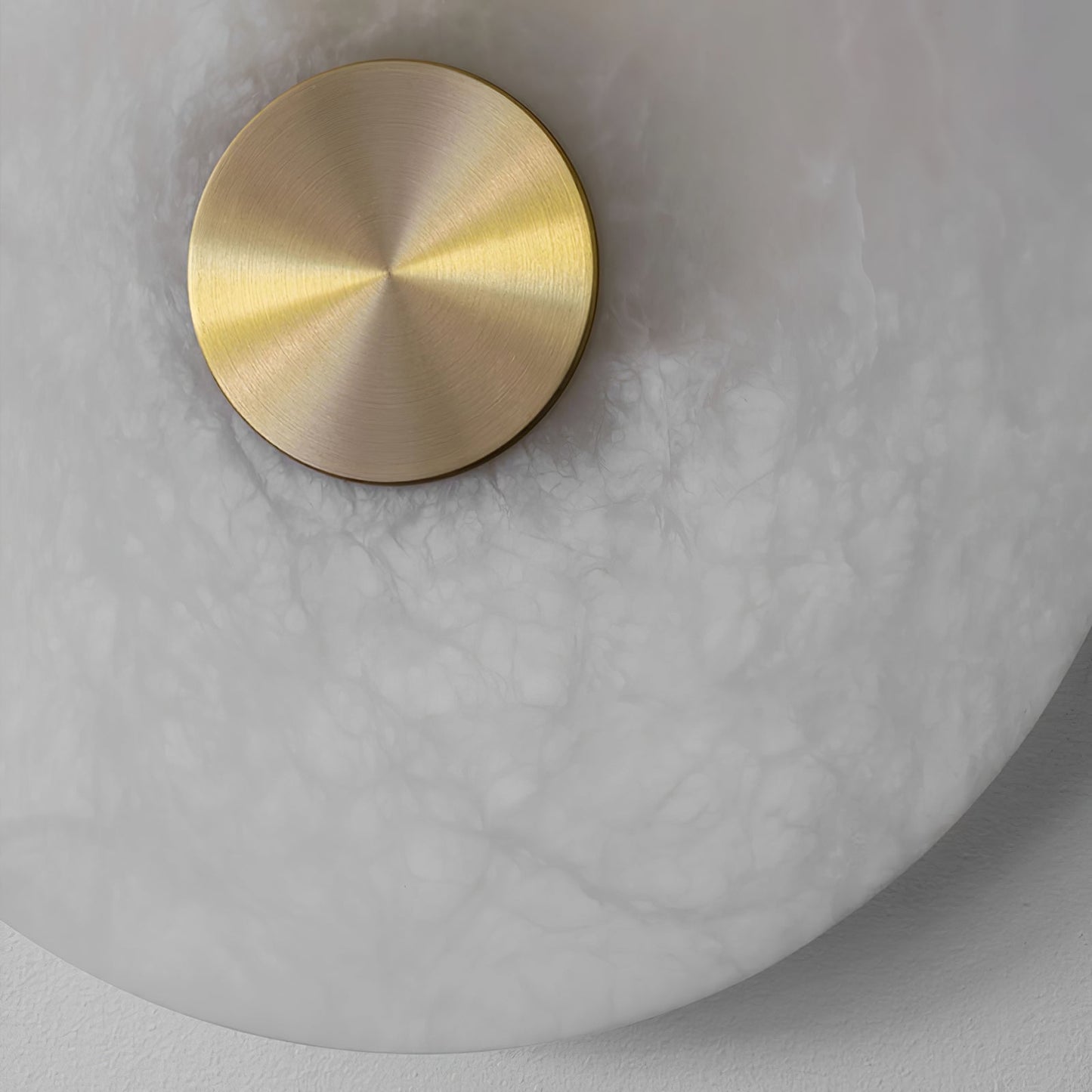 Disc Shaped Wall Light | Alabaster | Brass, White