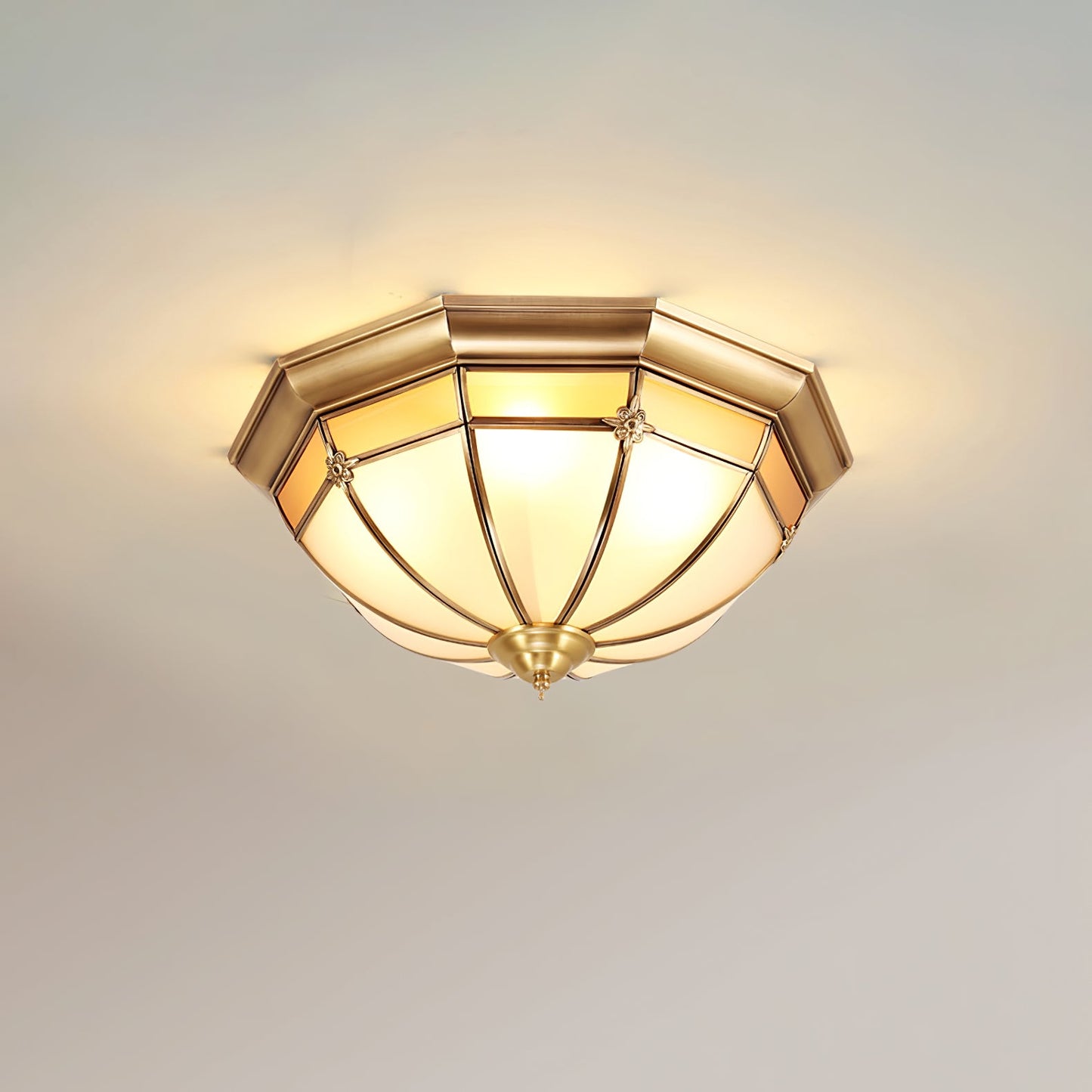Dome Ceiling Lamp | Brass & Glass | White