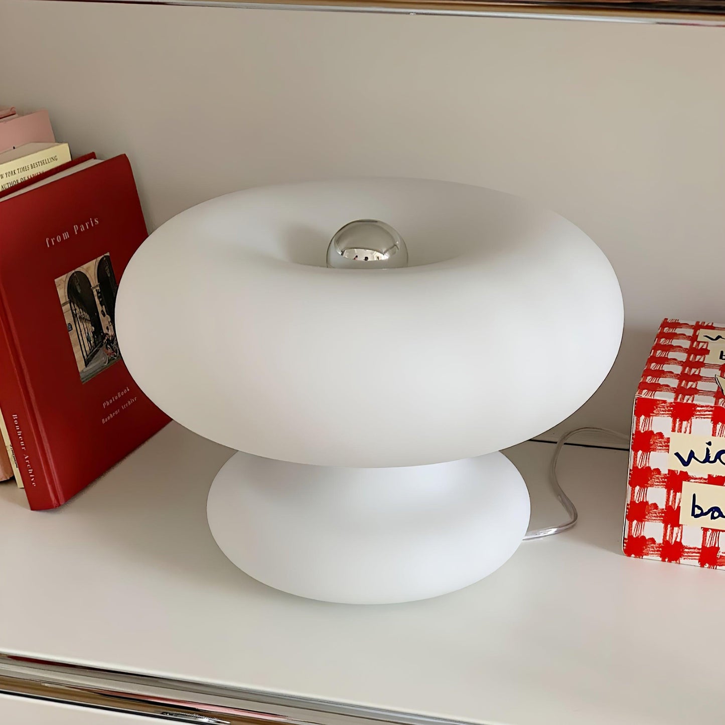 Donut Table Lamp | Frosted Glass & Metal | White