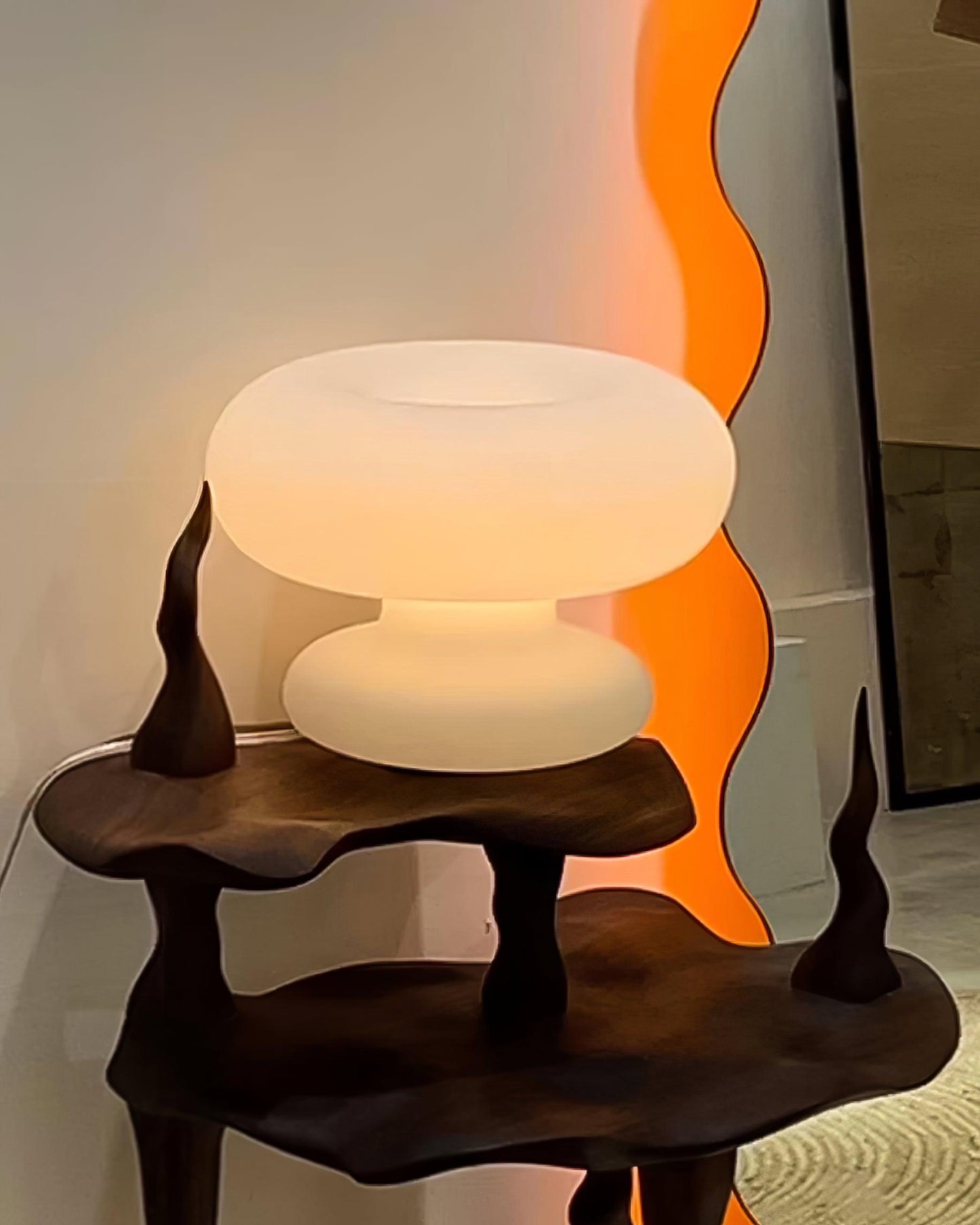 Donut Table Lamp | Frosted Glass & Metal | White