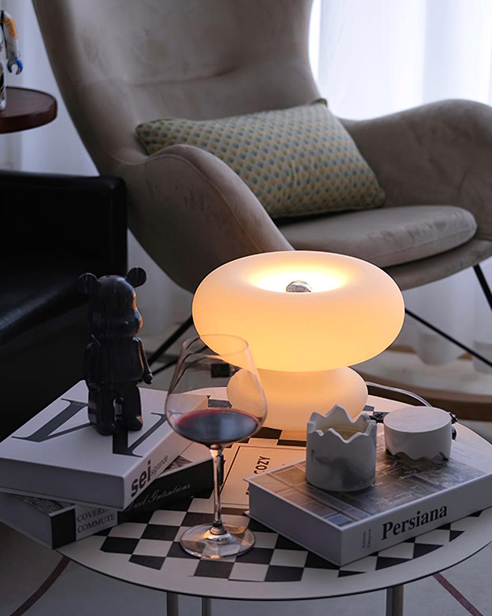 Donut Table Lamp | Frosted Glass & Metal | White