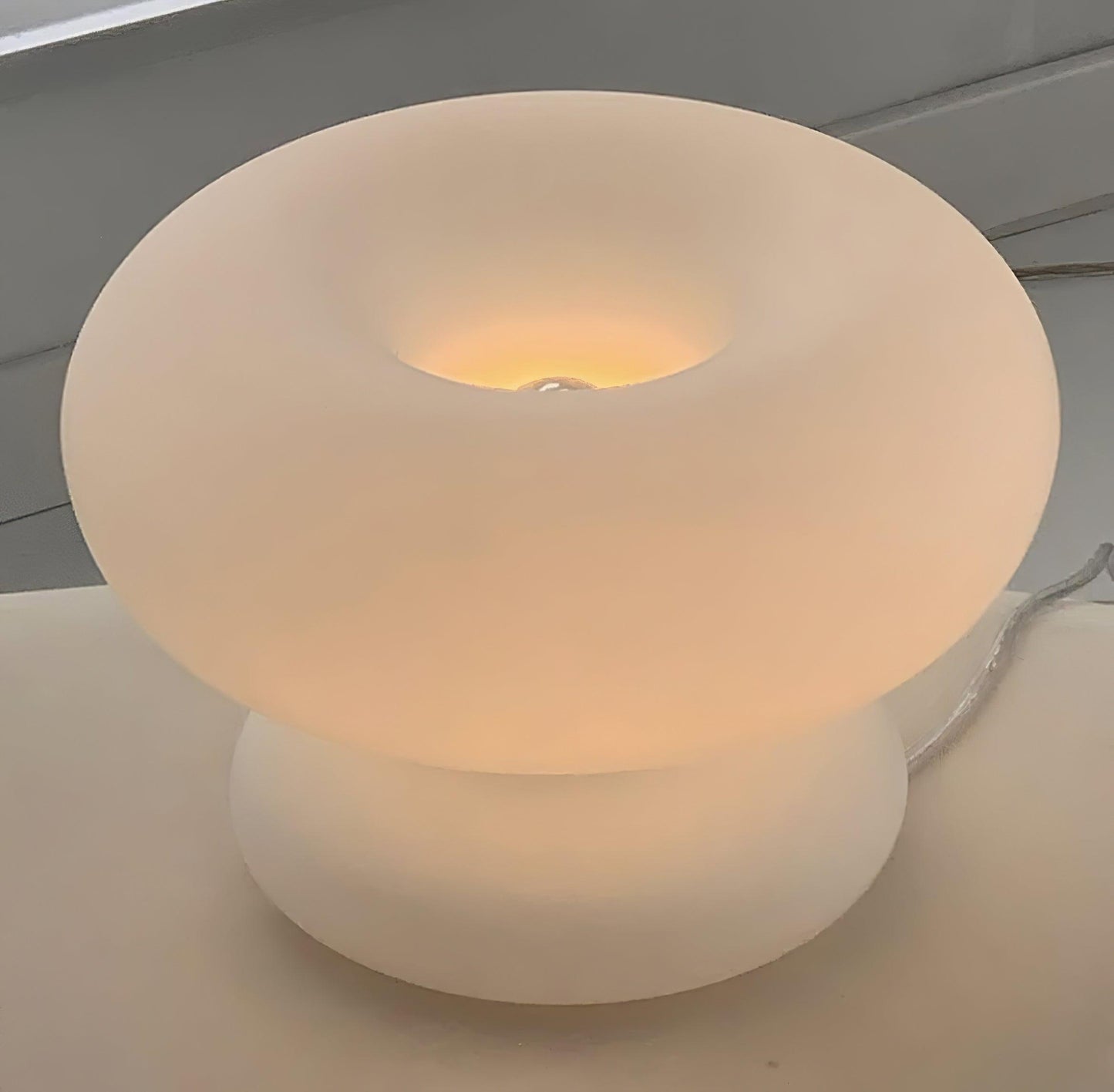 Donut Table Lamp | Frosted Glass & Metal | White