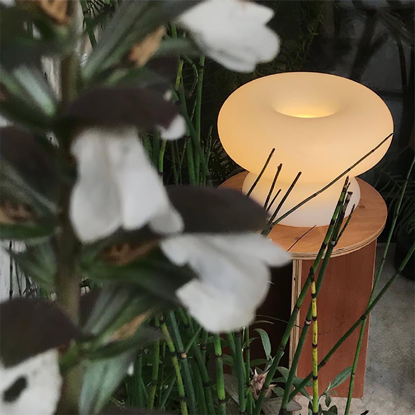 Donut Table Lamp | Frosted Glass & Metal | White