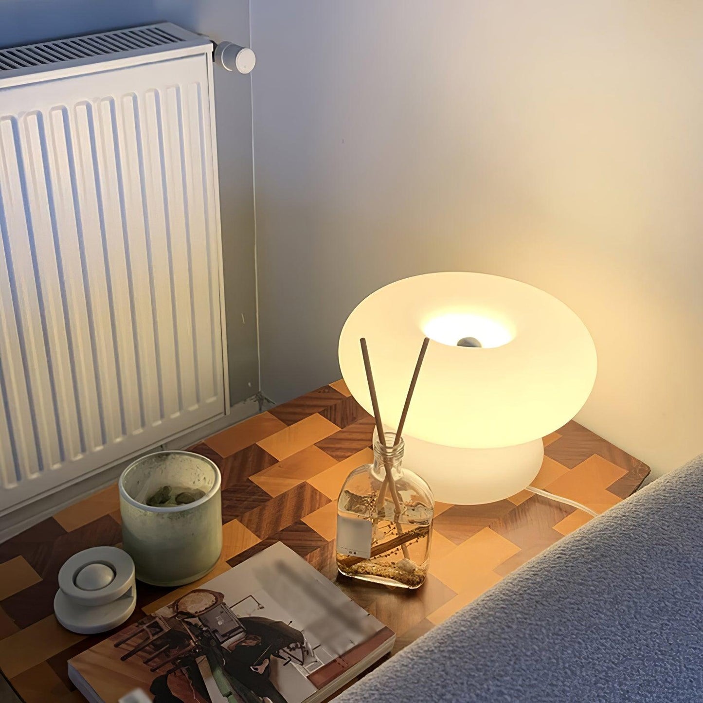 Donut Table Lamp | Frosted Glass & Metal | White