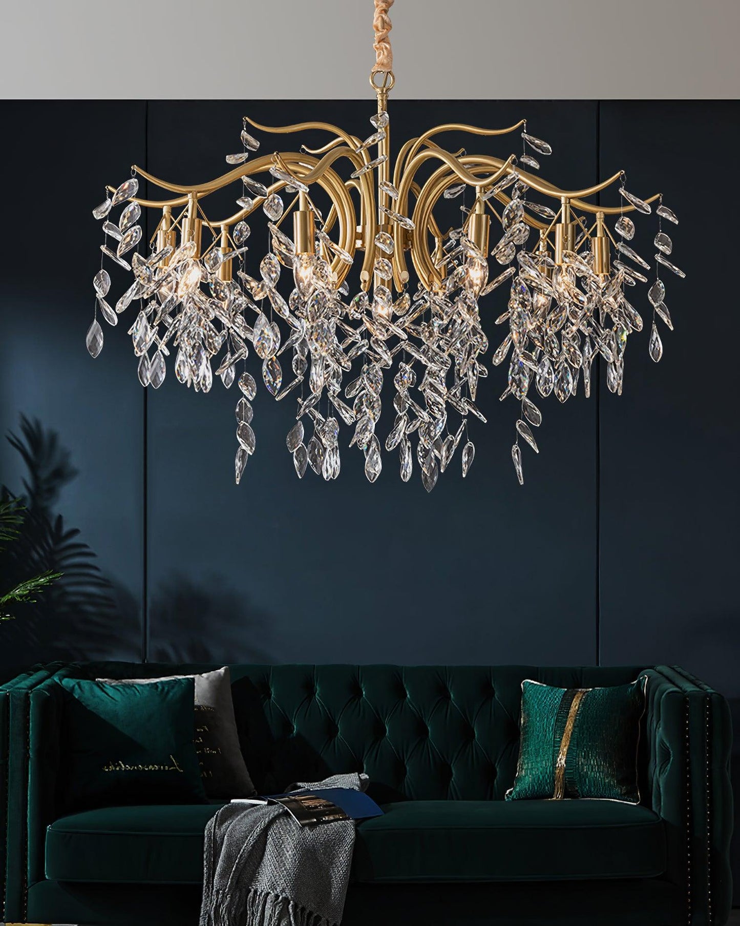 Dorale Chandelier | Handcrafted Brass & Crystal | Multiple Sizes Available