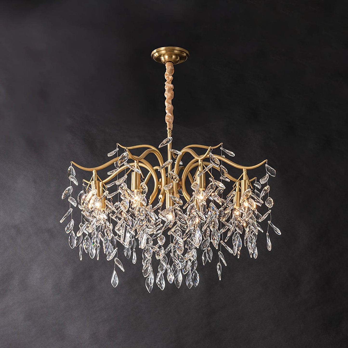 Dorale Chandelier | Handcrafted Brass & Crystal | Multiple Sizes Available