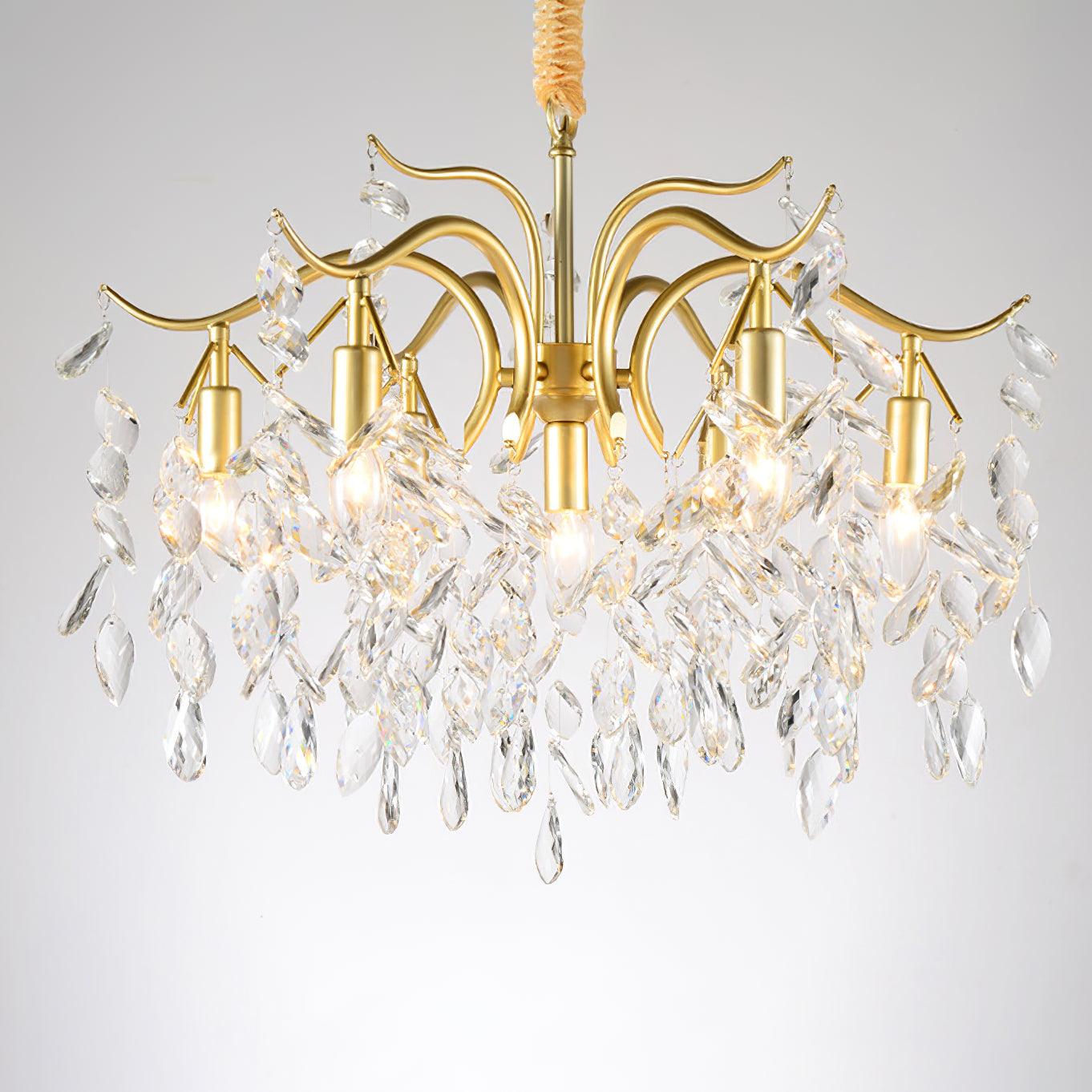 Dorale Chandelier | Handcrafted Brass & Crystal | Multiple Sizes Available
