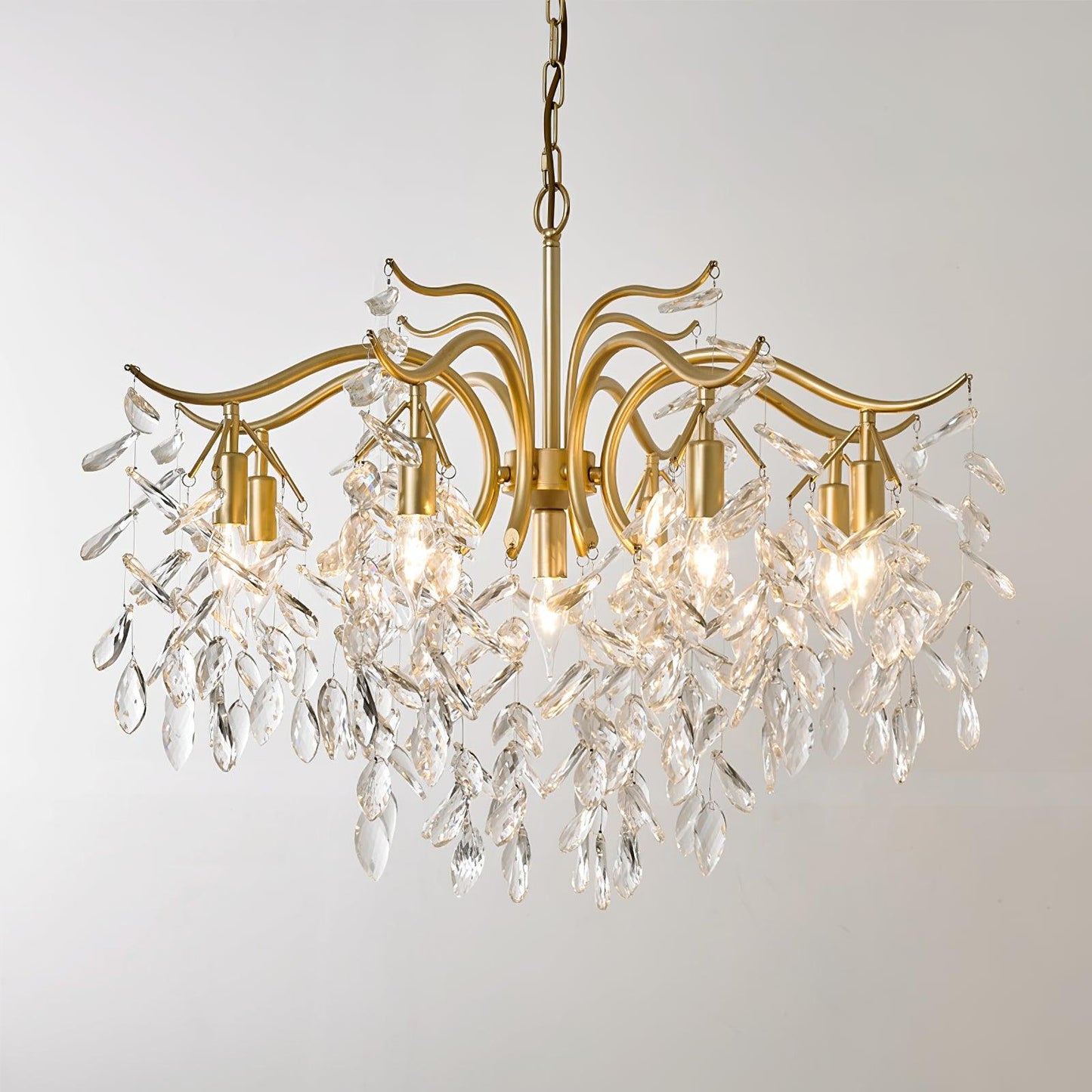 Dorale Chandelier | Handcrafted Brass & Crystal | Multiple Sizes Available