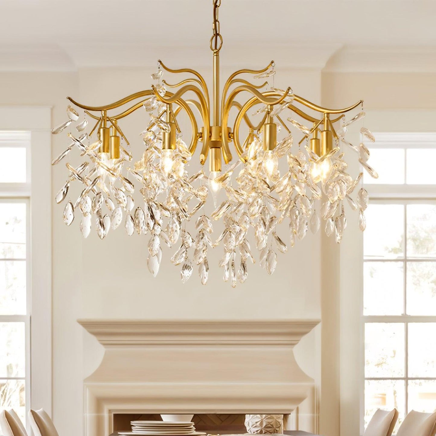 Dorale Chandelier | Handcrafted Brass & Crystal | Multiple Sizes Available