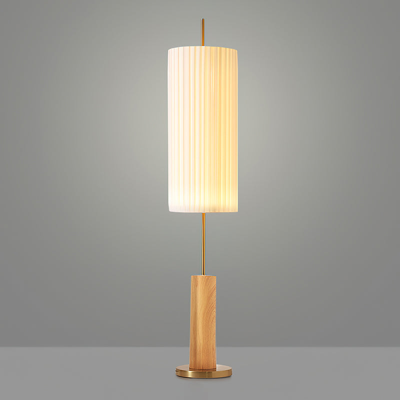 Dorica Floor Lamp | Metal & Wood | Gold and Walnut Color