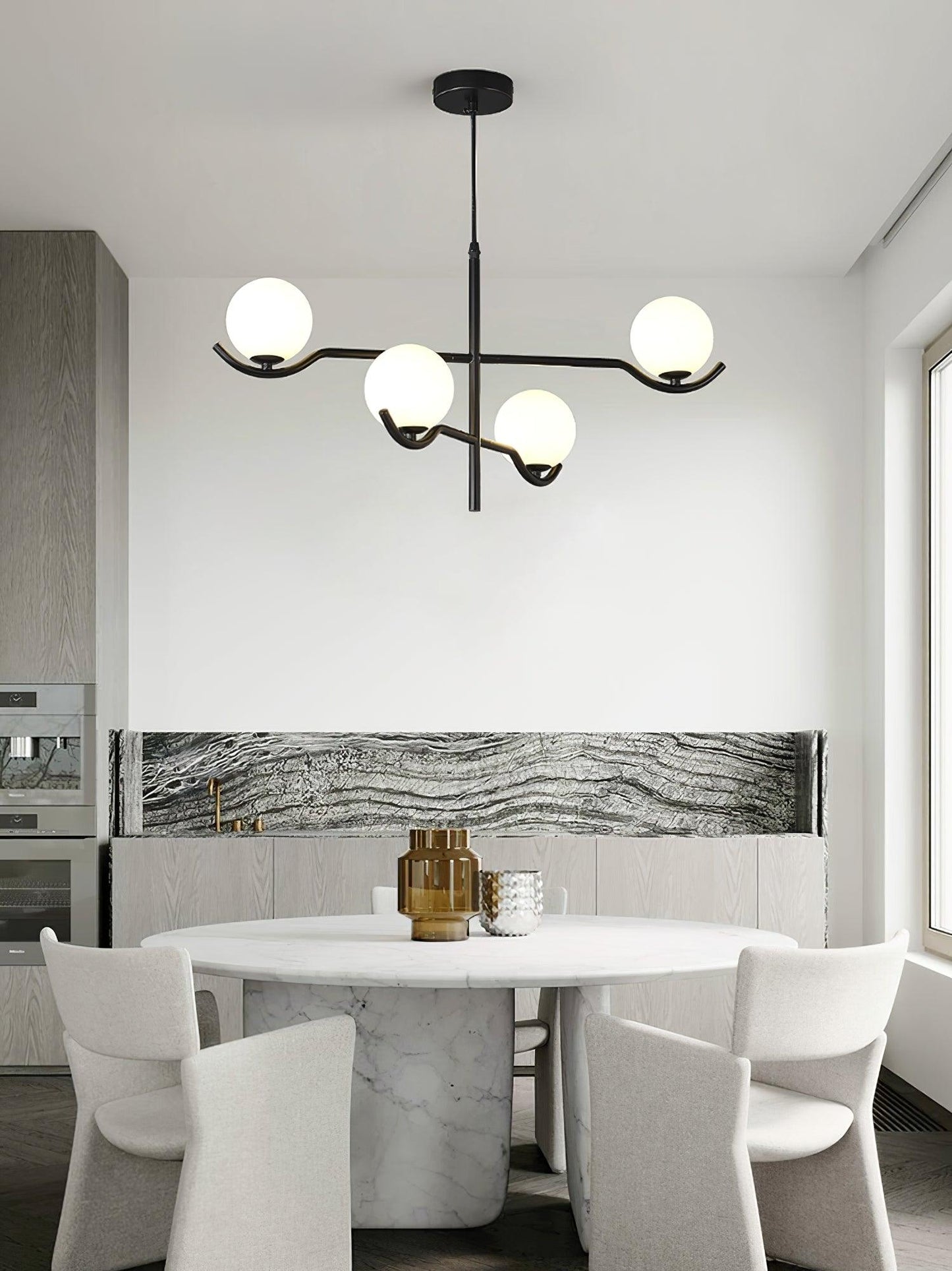 Doris Chandelier | Metal & Glass | Black & Gold Finish