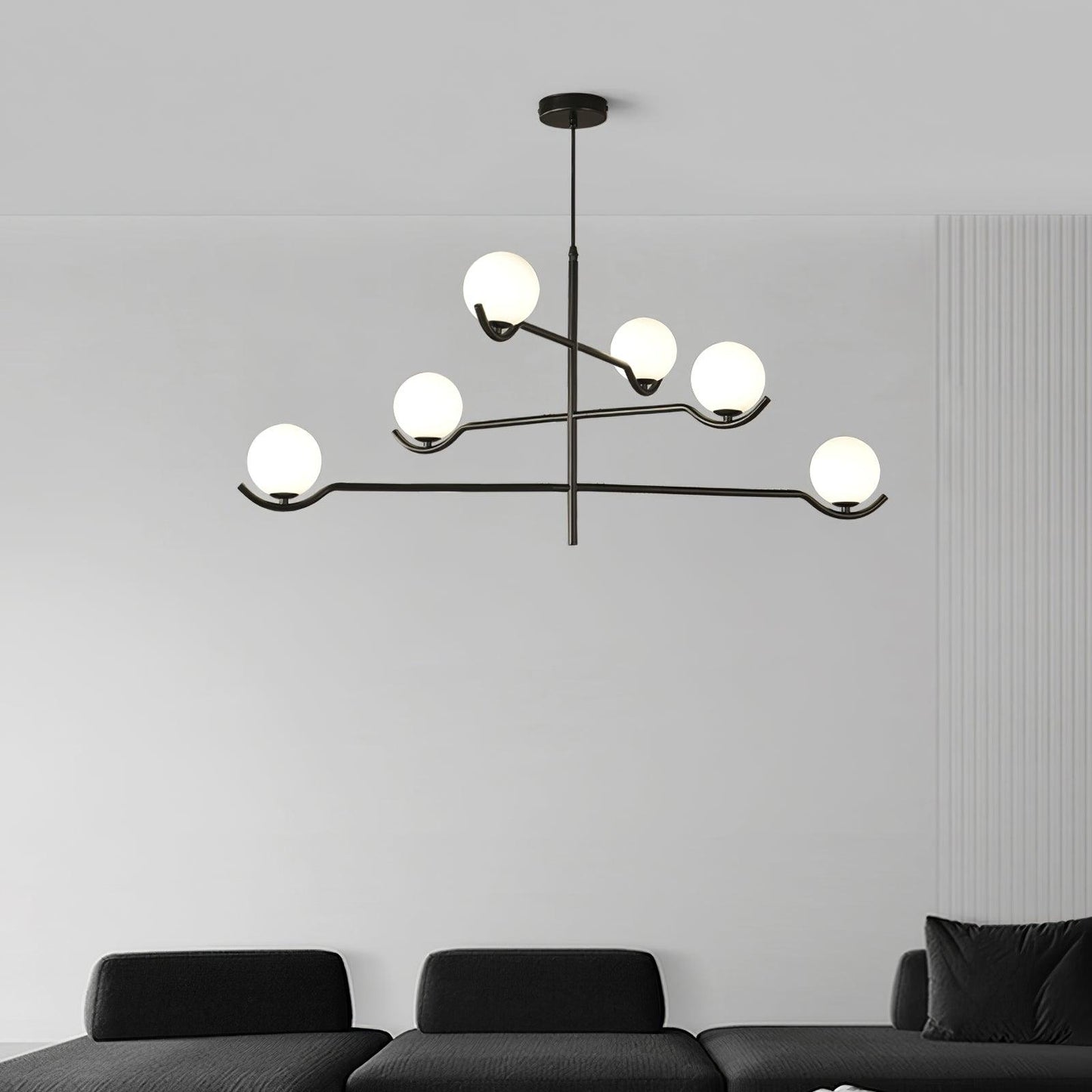 Doris Chandelier | Metal & Glass | Black & Gold Finish