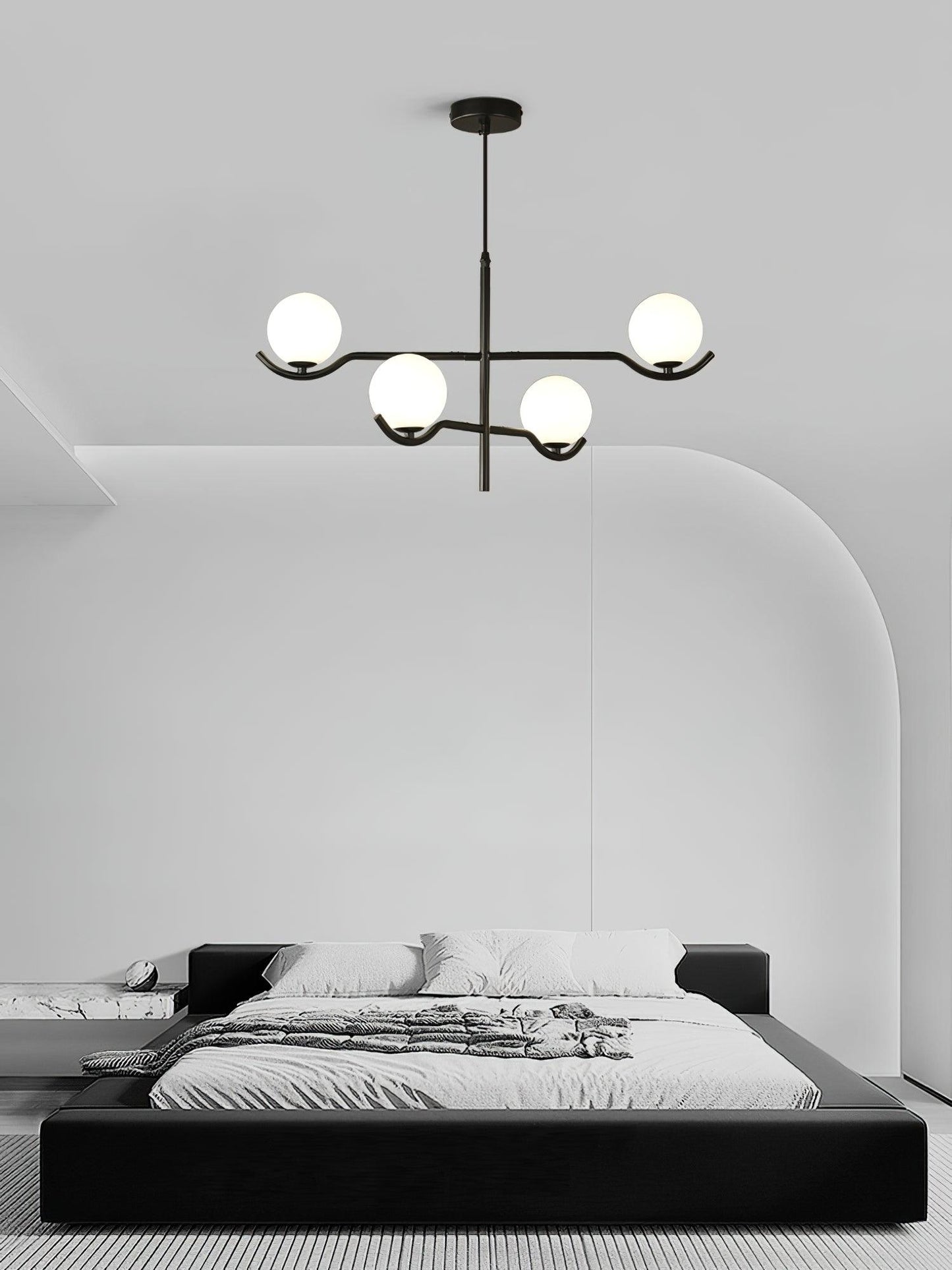 Doris Chandelier | Metal & Glass | Black & Gold Finish