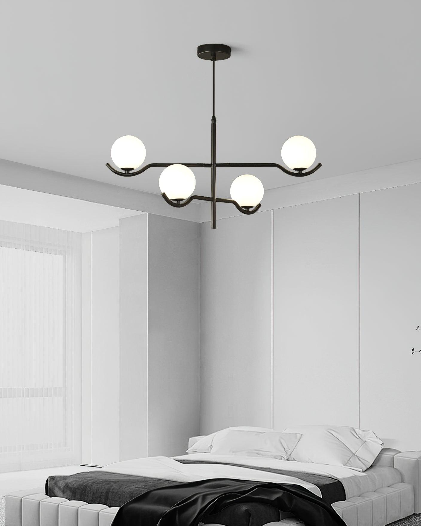 Doris Chandelier | Metal & Glass | Black & Gold Finish