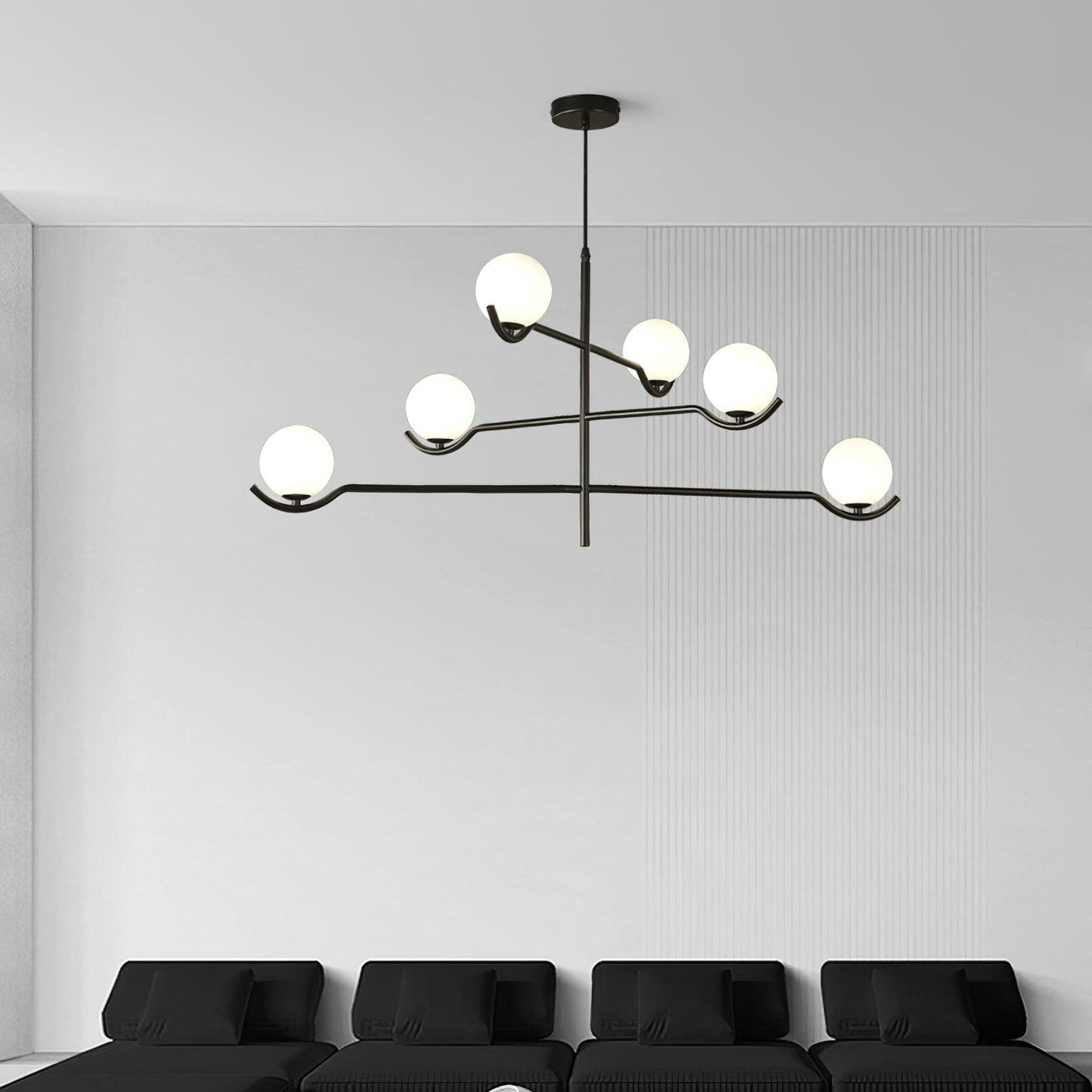 Doris Chandelier | Metal & Glass | Black & Gold Finish