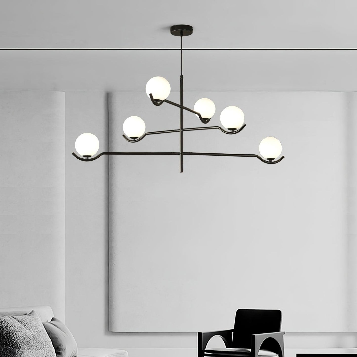 Doris Chandelier | Metal & Glass | Black & Gold Finish