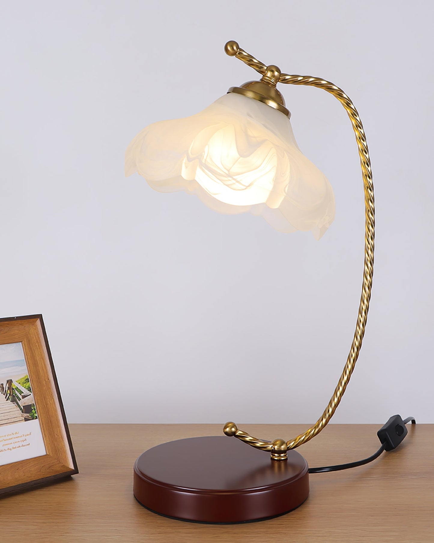Dotty Table Lamp | Metal, Iron, Fabric, Glass | Gold, Walnut color