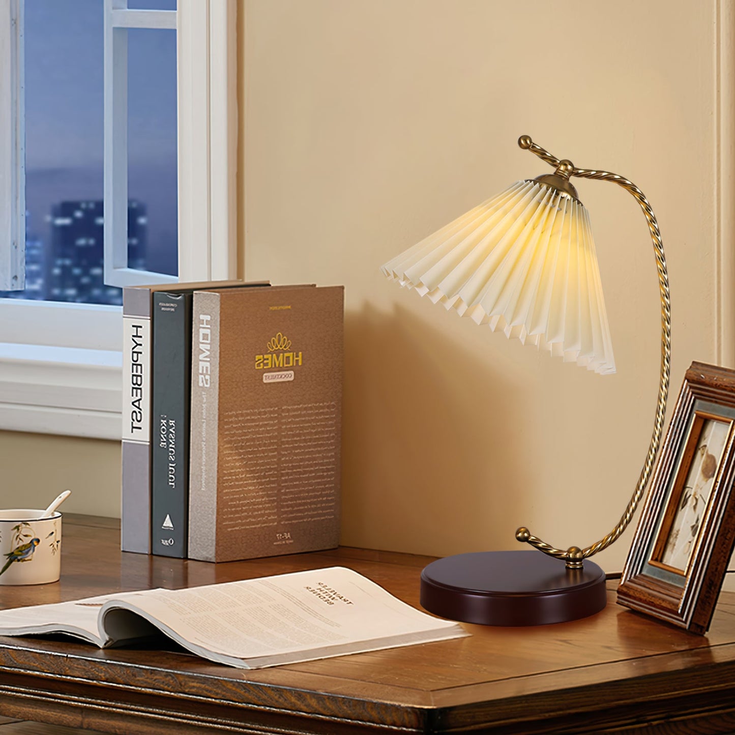 Dotty Table Lamp | Metal, Iron, Fabric, Glass | Gold, Walnut color