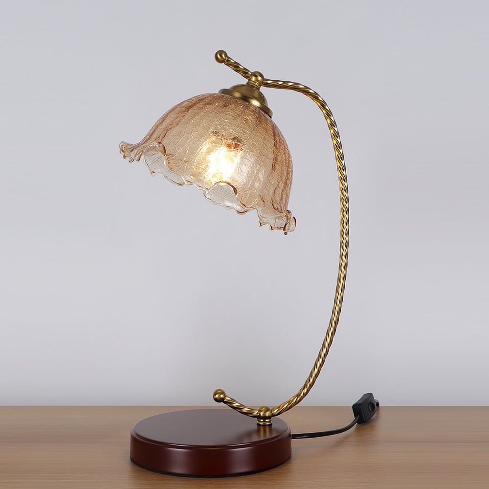 Dotty Table Lamp | Metal, Iron, Fabric, Glass | Gold, Walnut color