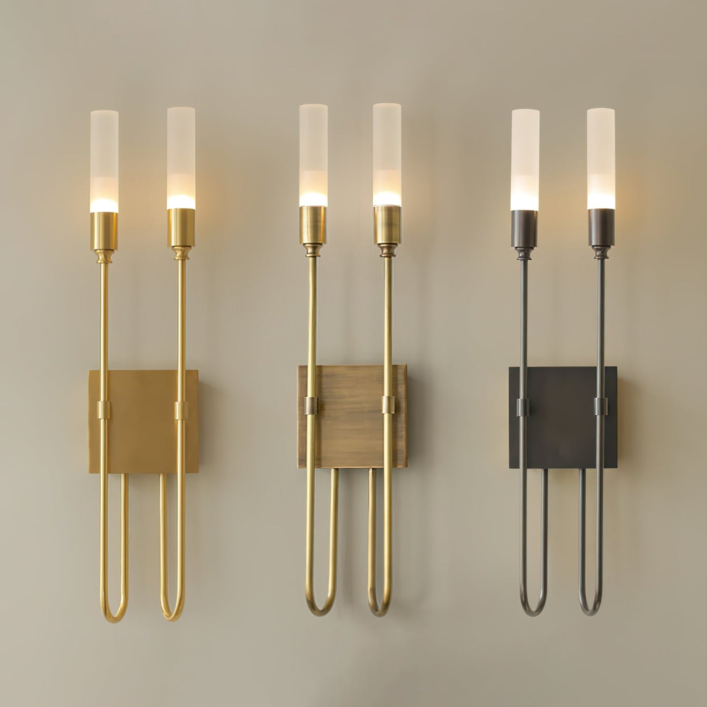 Double Arrow Wall Sconce | Metal, Acrylic | Antique Copper, Copper, Black