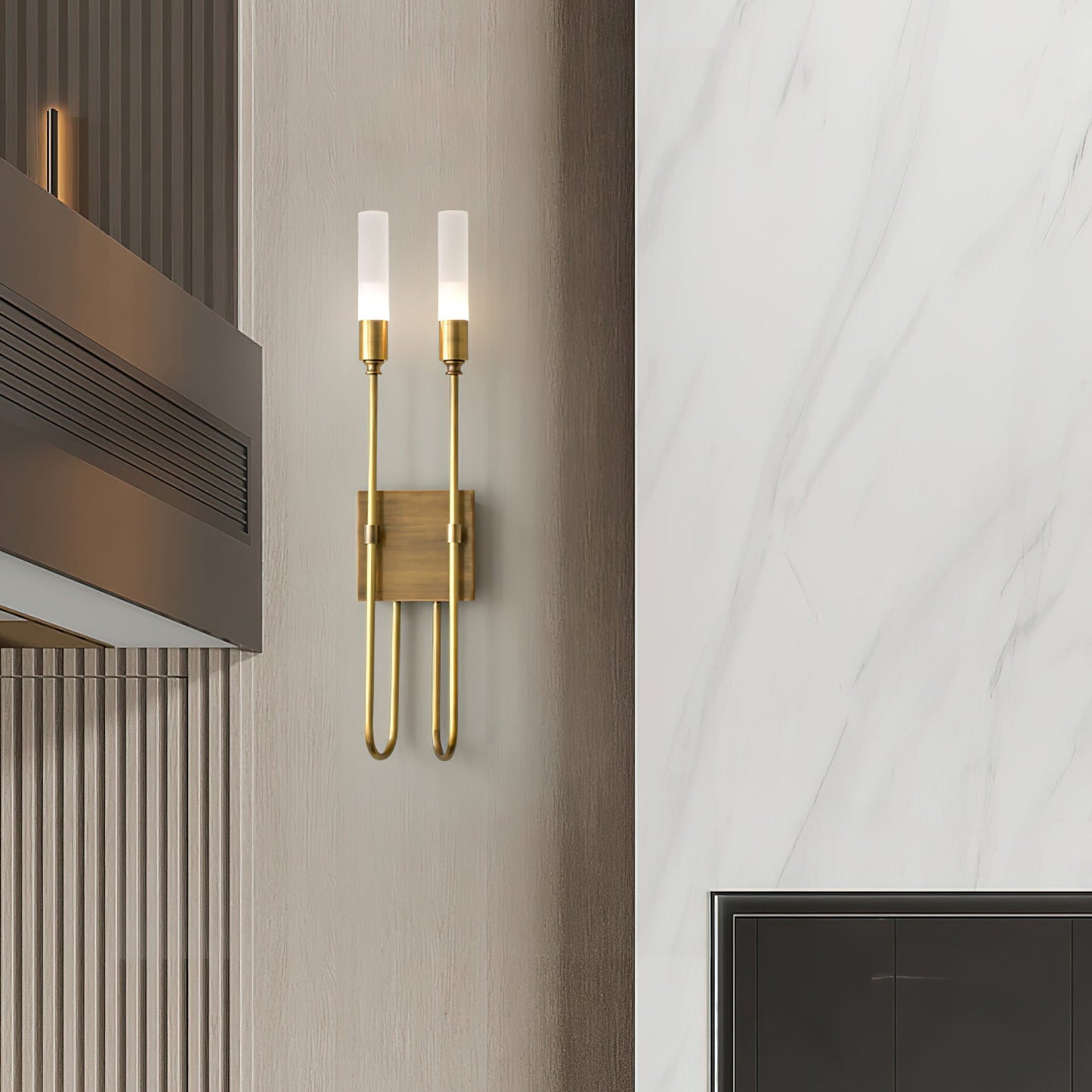 Double Arrow Wall Sconce | Metal, Acrylic | Antique Copper, Copper, Black