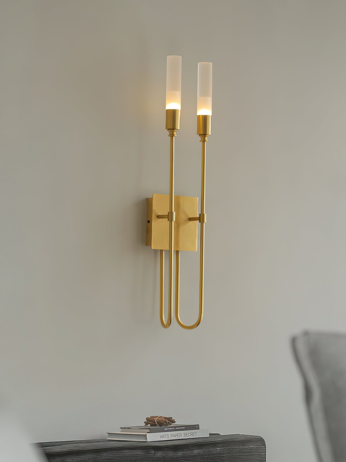 Double Arrow Wall Sconce | Metal, Acrylic | Antique Copper, Copper, Black