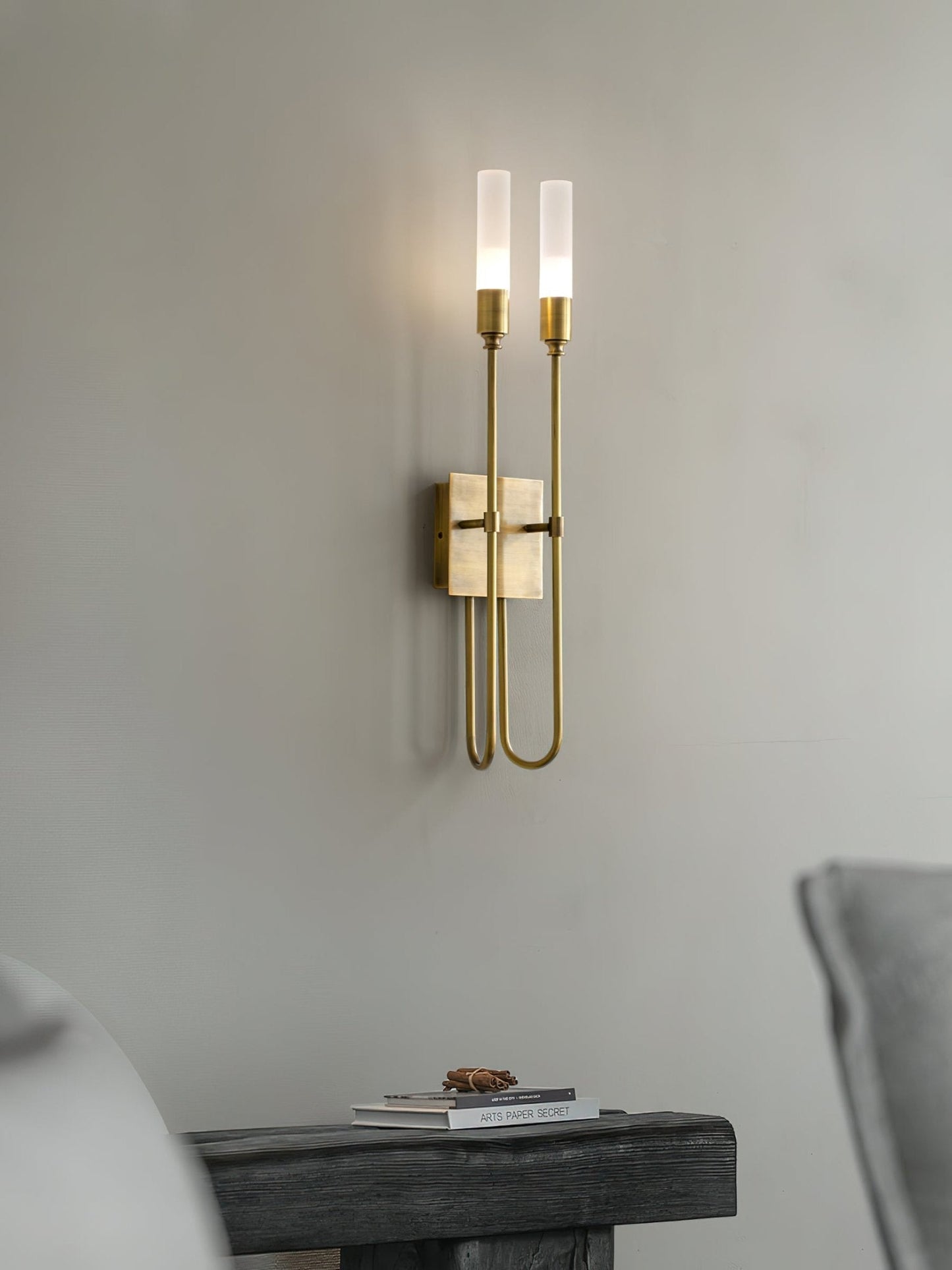 Double Arrow Wall Sconce | Metal, Acrylic | Antique Copper, Copper, Black
