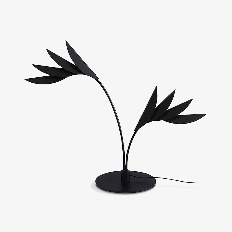 Double Leaf Table Lamp | Iron & Metal | Black