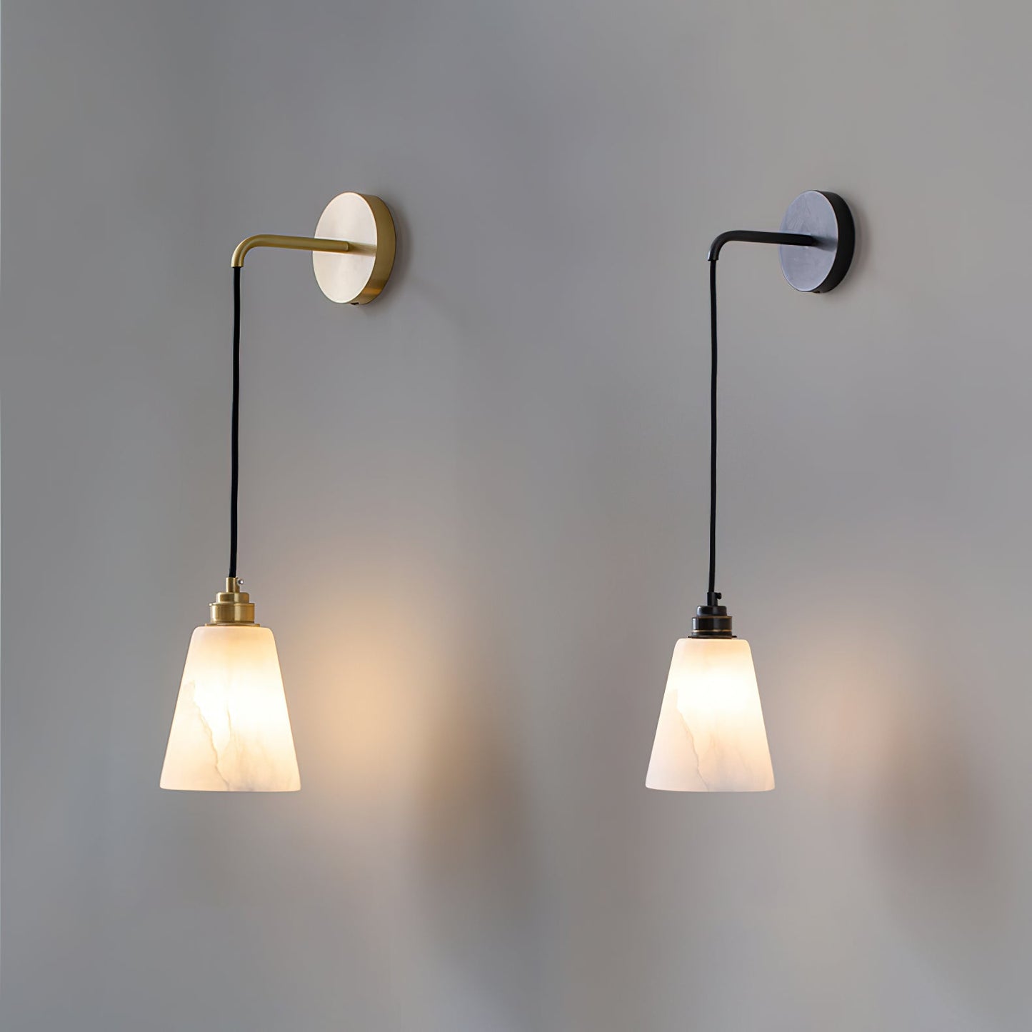Droplet Wall Lamp | Alabaster & Metal | White, Gold or Black