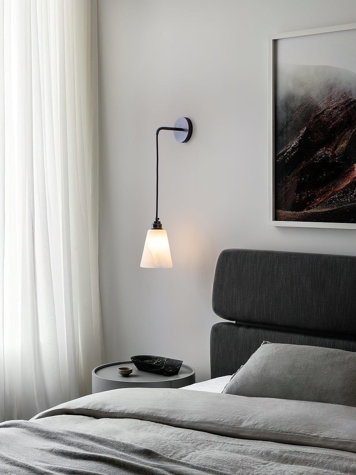 Droplet Wall Lamp | Alabaster & Metal | White, Gold or Black