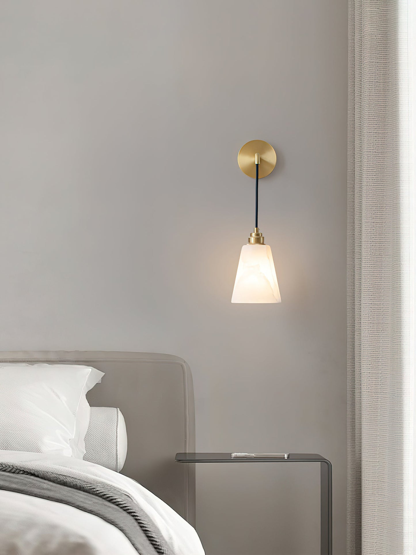 Droplet Wall Lamp | Alabaster & Metal | White, Gold or Black