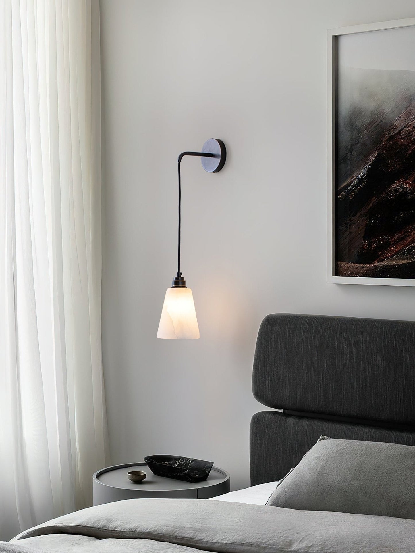 Droplet Wall Lamp | Alabaster & Metal | White, Gold or Black