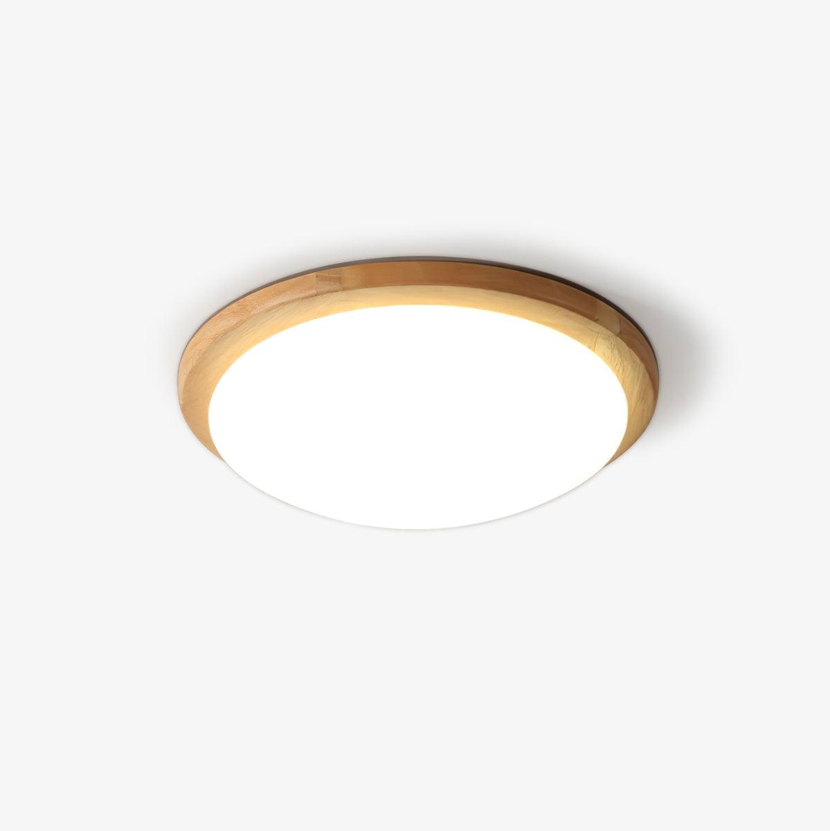 Drum Wood Ceiling Lamp | Rubberwood & Acrylic | White Shade