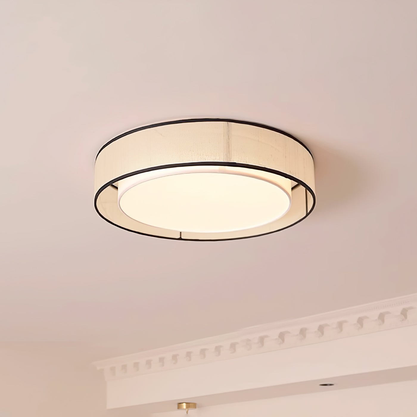 Drum Round Ceiling Lamp | Fabric Linen | Beige/Black/White