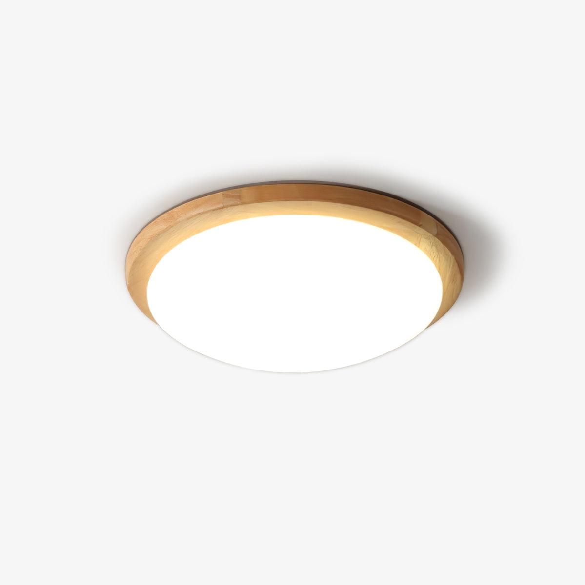 Drum Wood Ceiling Lamp | Rubberwood & Acrylic | White Shade
