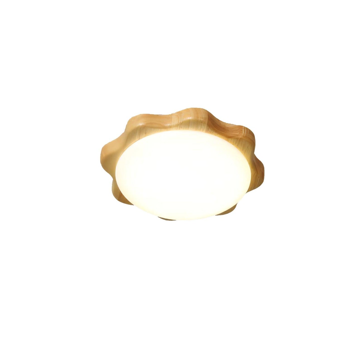 Drum Wood Ceiling Lamp | Rubberwood & Acrylic | White Shade