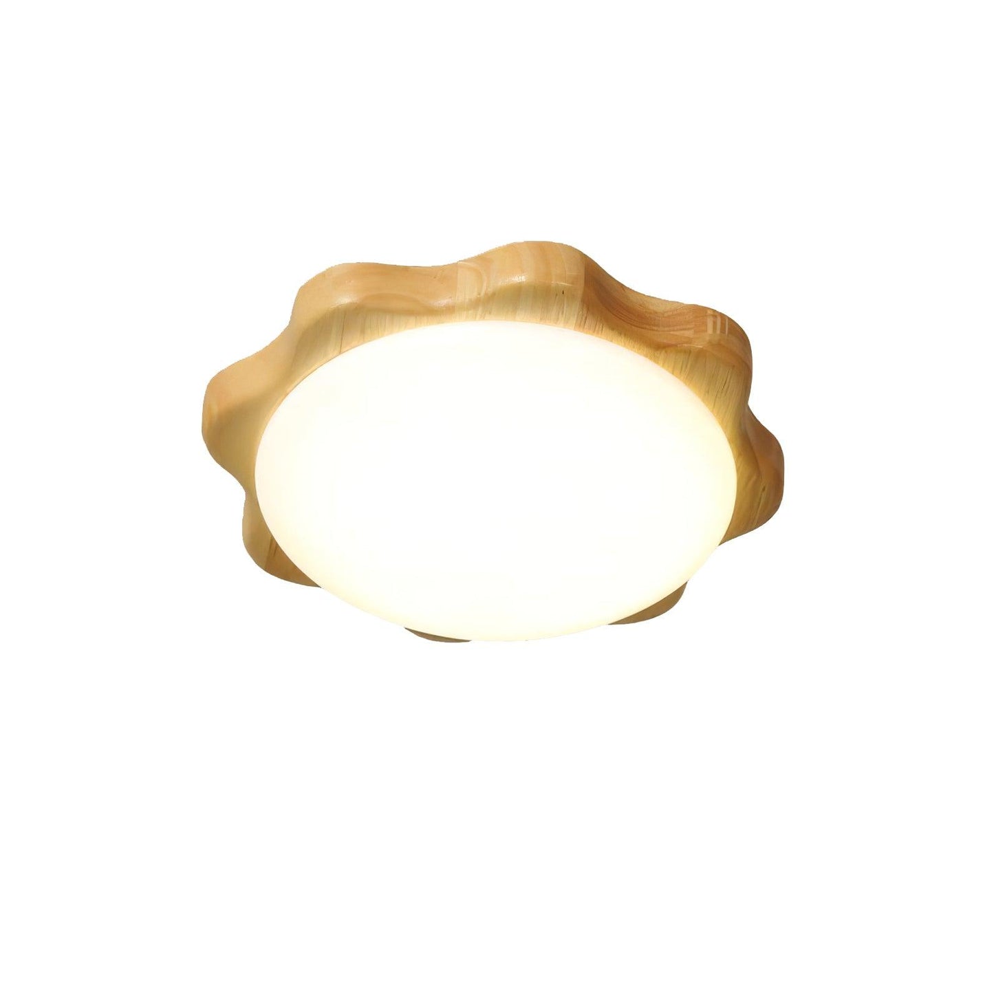 Drum Wood Ceiling Lamp | Rubberwood & Acrylic | White Shade