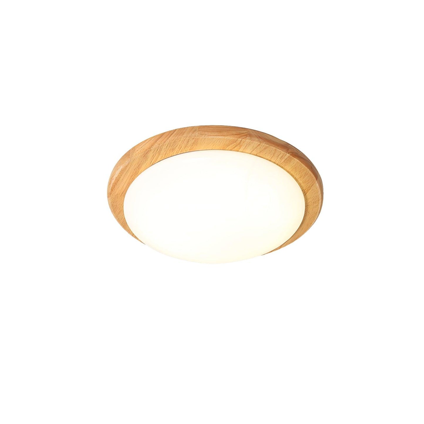 Drum Wood Ceiling Lamp | Rubberwood & Acrylic | White Shade