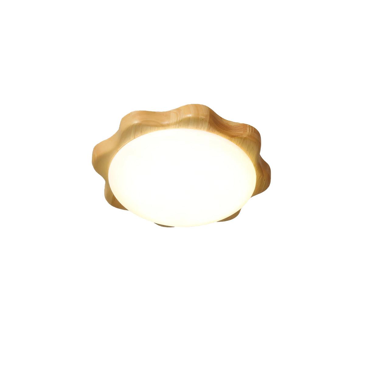 Drum Wood Ceiling Lamp | Rubberwood & Acrylic | White Shade