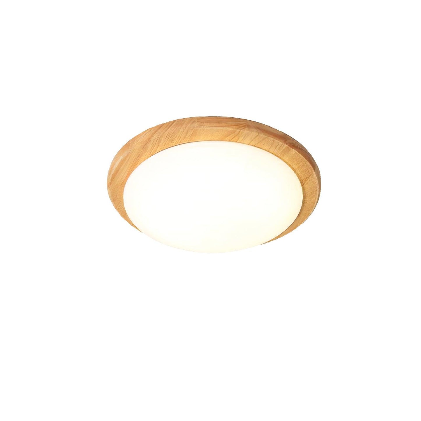 Drum Wood Ceiling Lamp | Rubberwood & Acrylic | White Shade