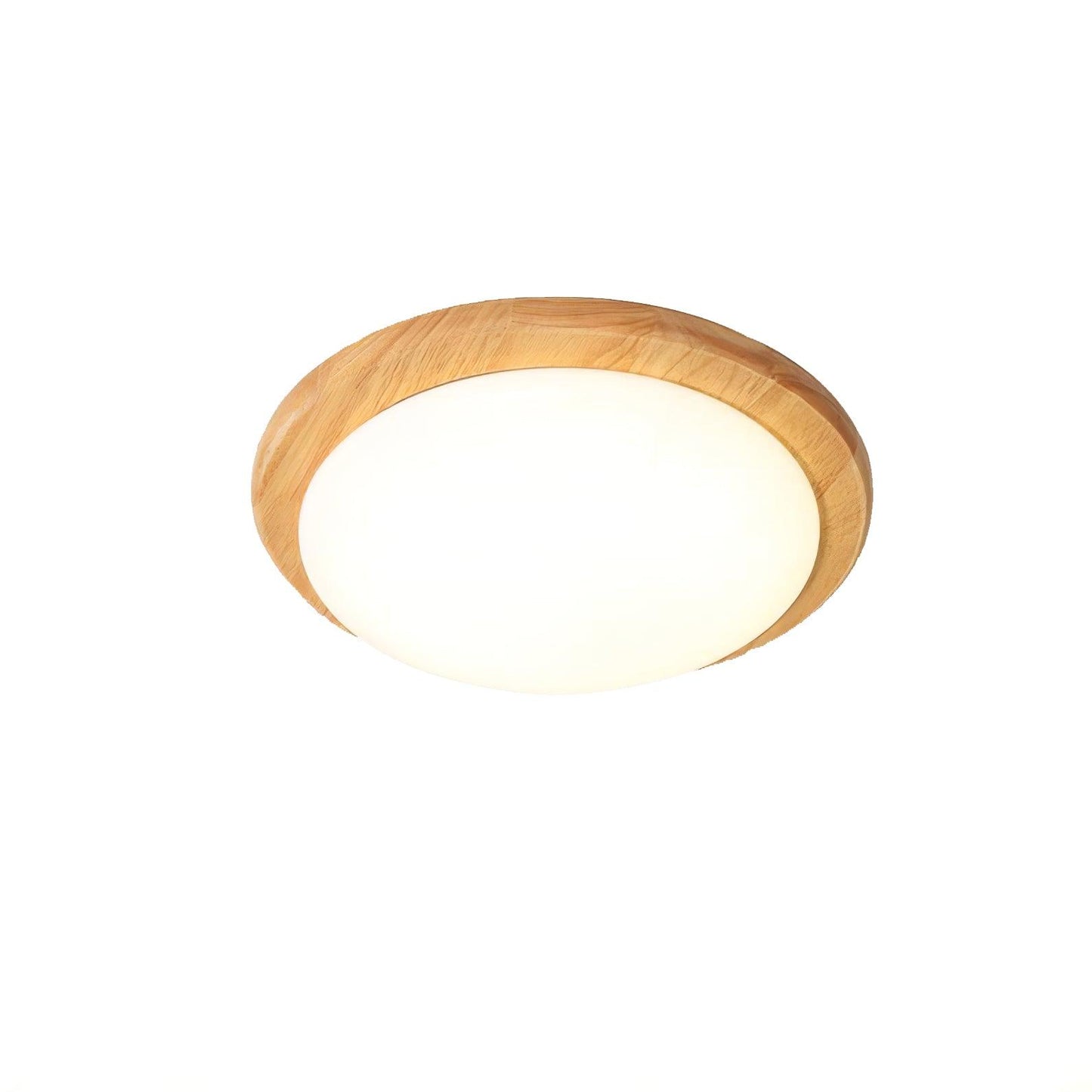 Drum Wood Ceiling Lamp | Rubberwood & Acrylic | White Shade