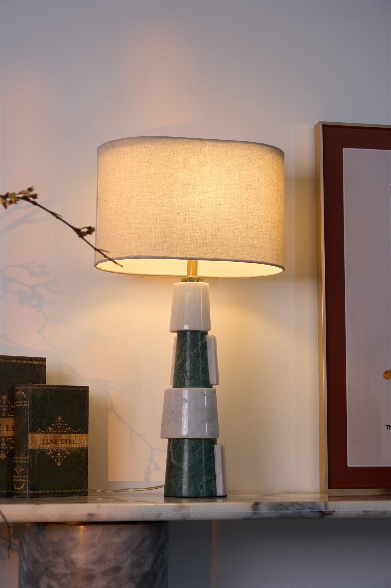 Duomo Marble Table Lamp | Marble & Fabric | Green & White