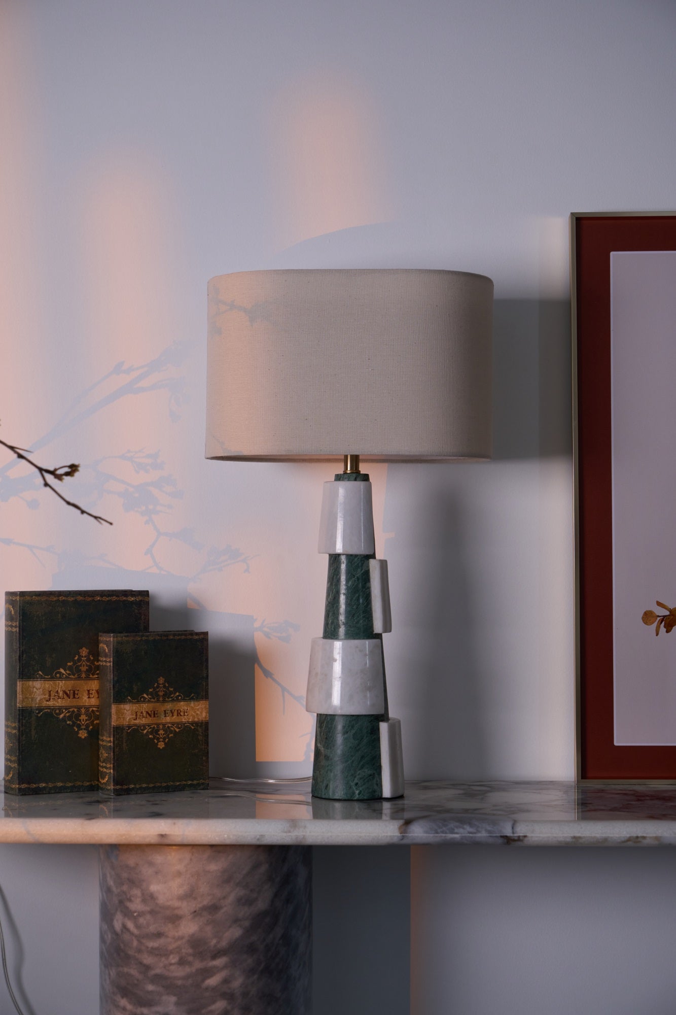 Duomo Marble Table Lamp | Marble & Fabric | Green & White