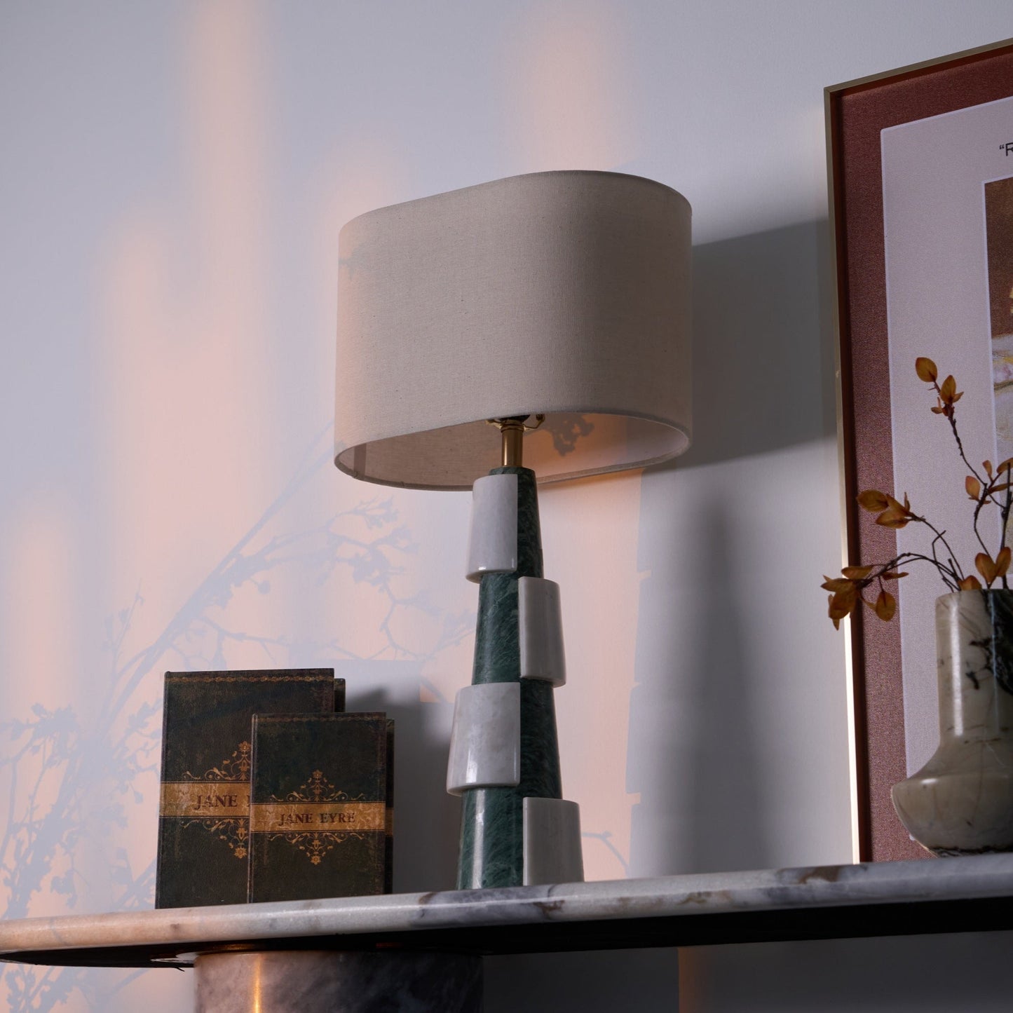 Duomo Marble Table Lamp | Marble & Fabric | Green & White